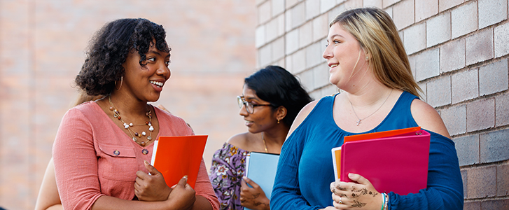 Students talking outside